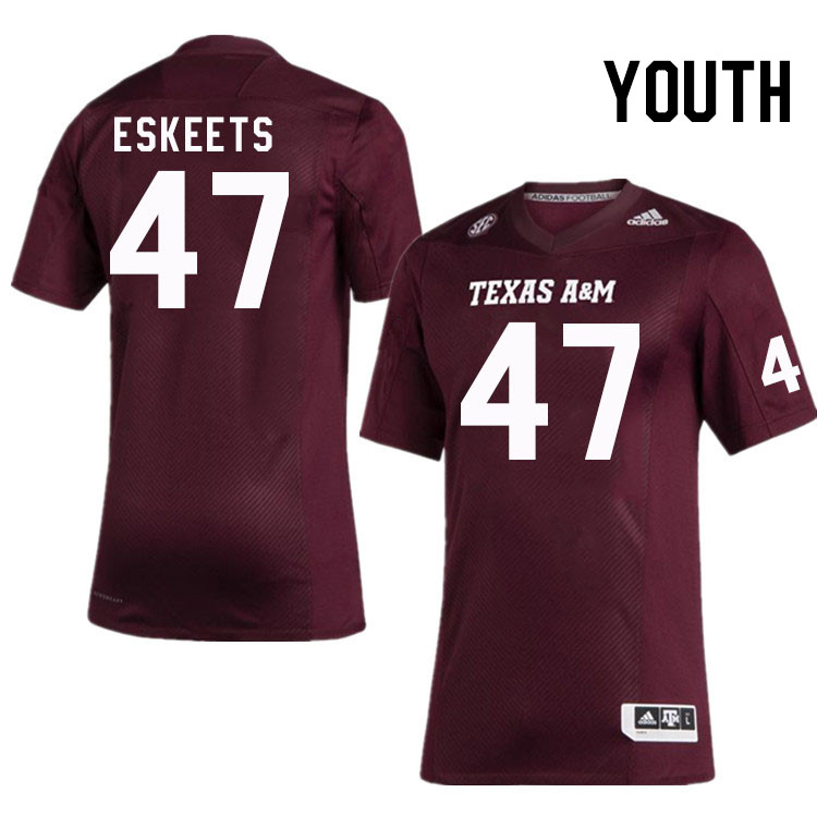 Youth #47 Atoa Eskeets Texas A&M Aggies College Football Jerseys Stitched Sale-Maroon - Click Image to Close